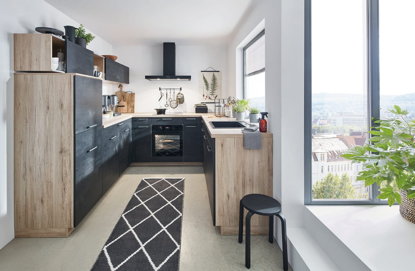 Nobilia Charcoal Wood U Shaped Compact Kitchen 2021 1 1 | Lead Wolf, Peterborough