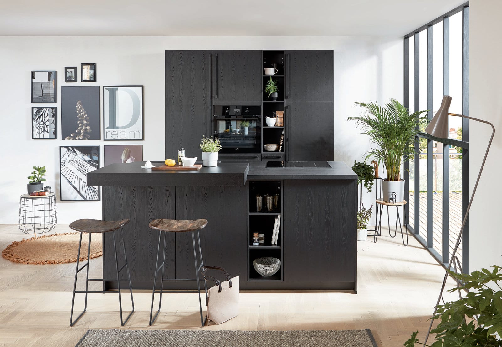 Nobilia Dark Compact Handleless Kitchen With Island 2021 | Lead Wolf, Peterborough