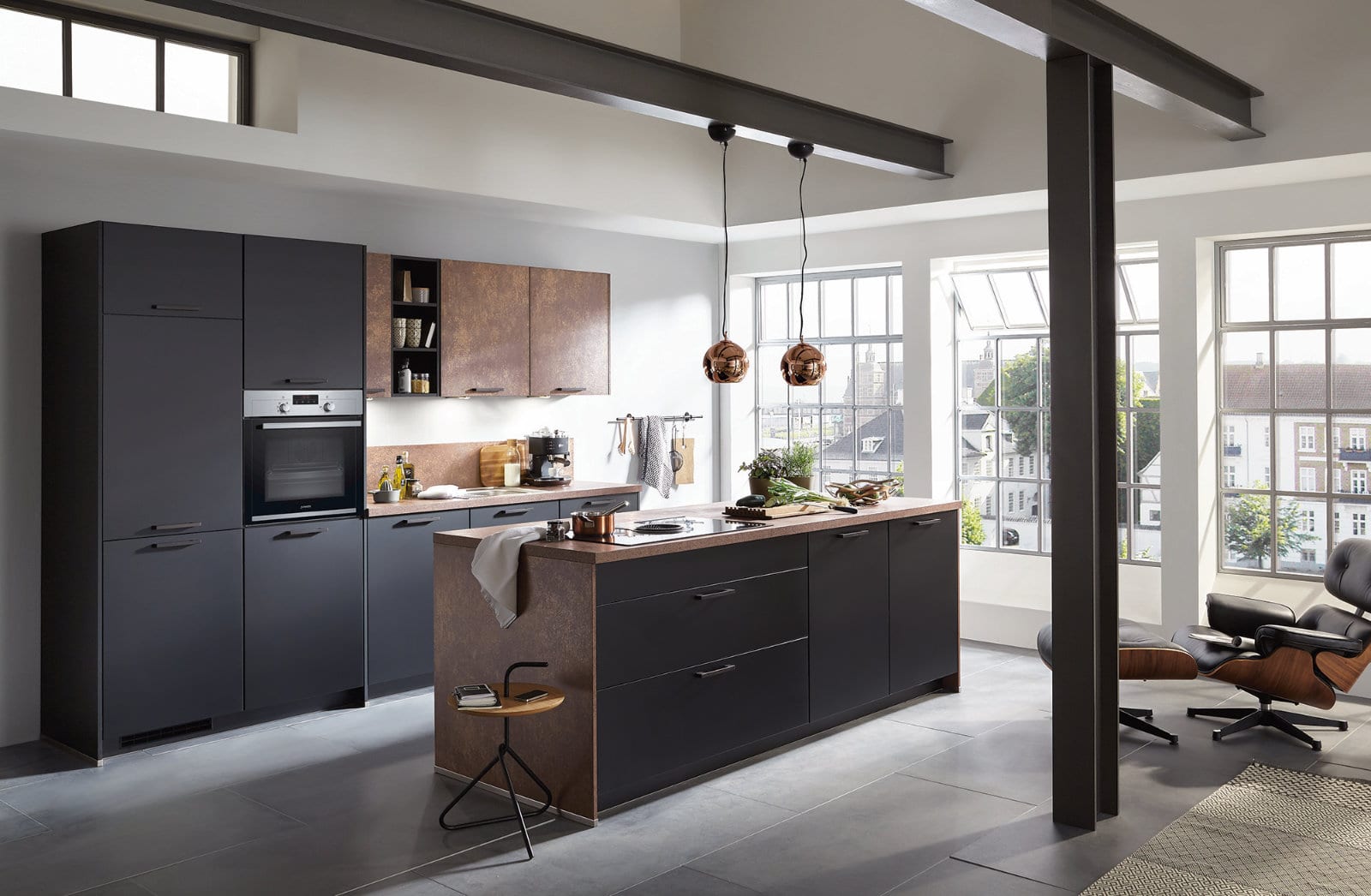 Nobilia Matt Black Bronze Open Plan Kitchen With Island 2021 2 | Lead Wolf, Peterborough
