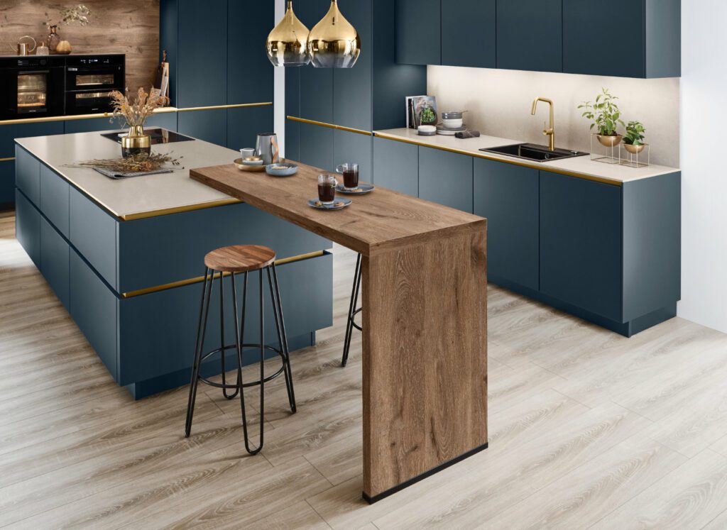 Nobilia Teal Matt Handleless Kitchen With Island 2 | Kutchenhaus, Orpington