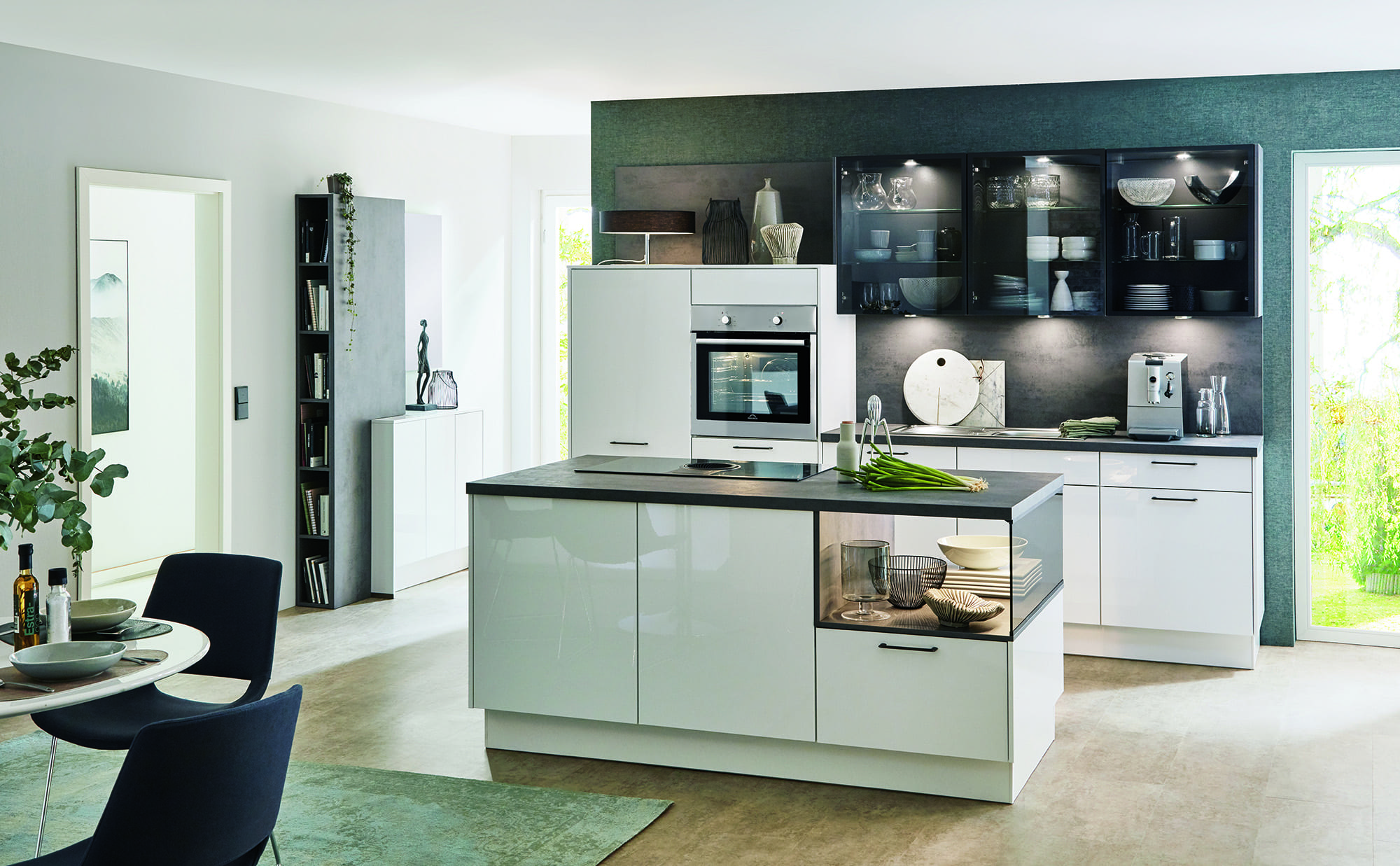 Nobilia White Gloss Compact Kitchen With Island 2021 | Lead Wolf, Peterborough